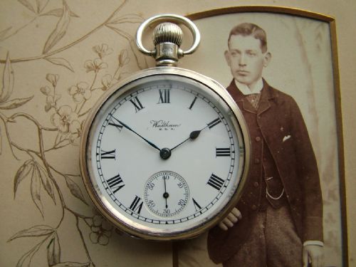 A 1920s Silver Waltham Traveler Pocket Watch