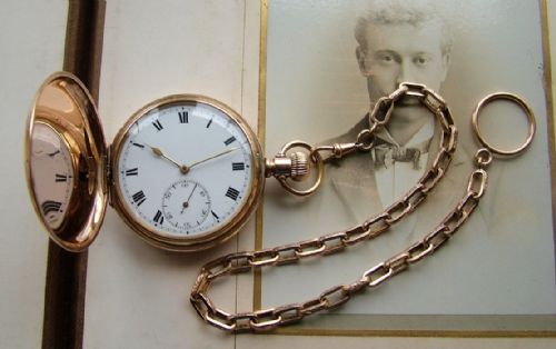 Antique Limit Full Hunter Pocket Watch and Chain