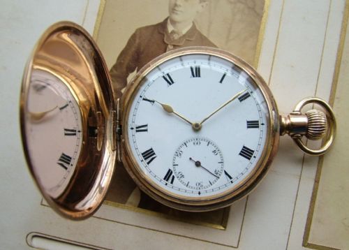 fig 1. Antique Limit full hunter pocket watch and chain