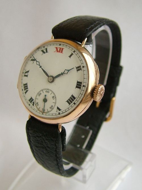 A Gents 9 Carat Gold Trench Watch, 1924