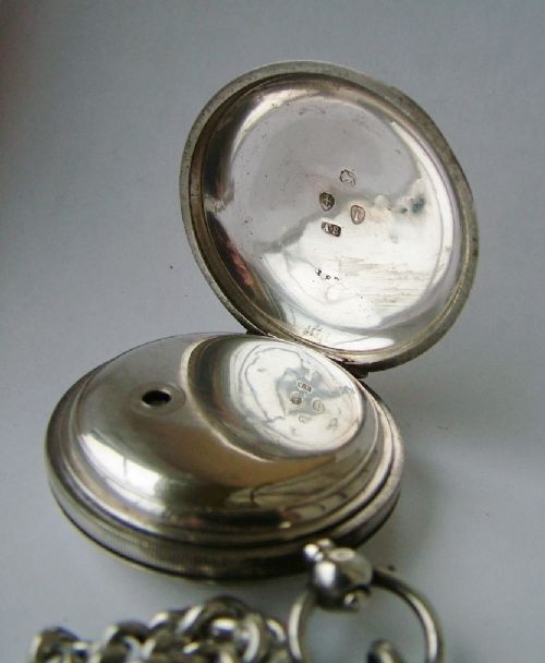fig 2. Silver Waltham full hunter pocket watch and chain