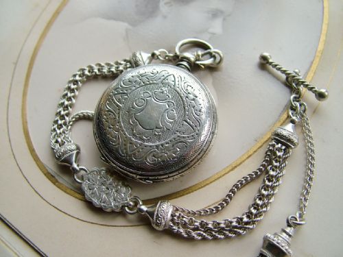 fig 2. A Victorian silver lady’s fob watch and albertina