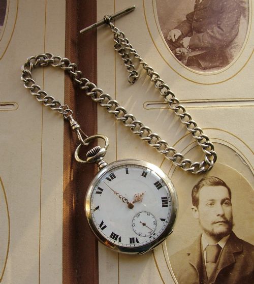 Antique .800 Silver Pocket Watch and Chain