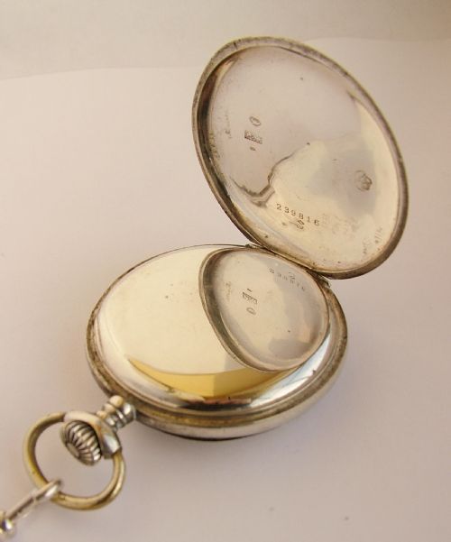fig 3. Antique .800 silver pocket watch and chain