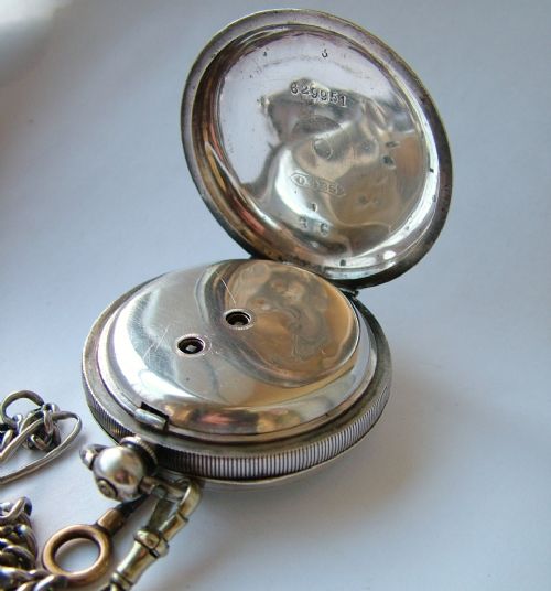 fig 3. Antique silver Buren pocket watch and chain