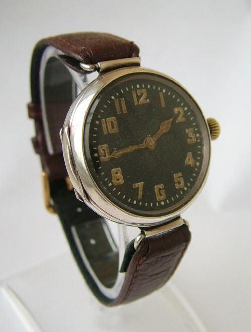 fig 1. WW1 1914 silver trench watch by Civic Watch Co