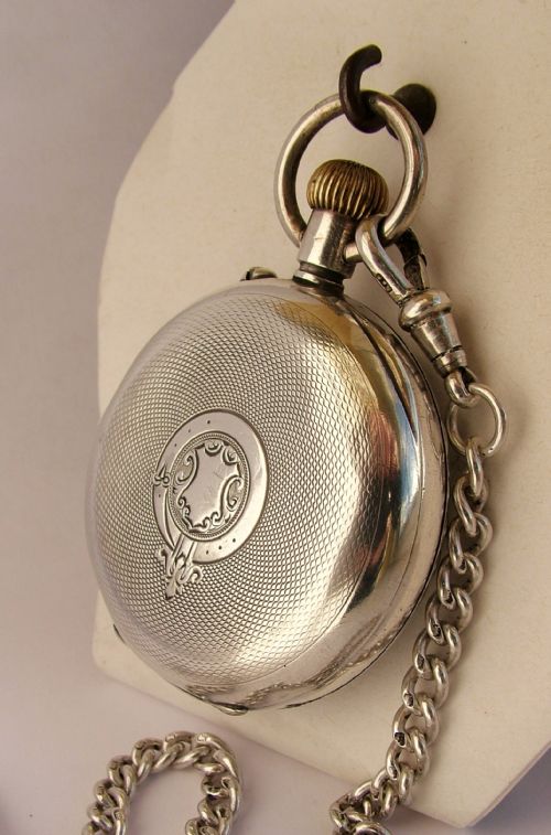 fig 1. Antique Maxim .935 silver pocket watch & chain