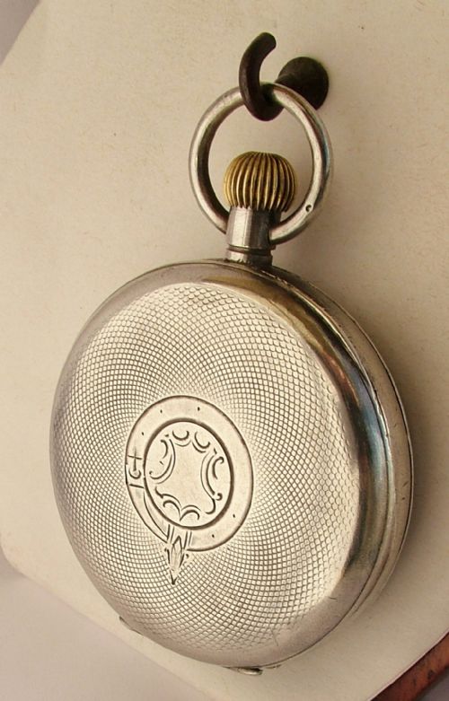 fig 1. Vintage 1919 silver Hamilton stem winding pocket watch