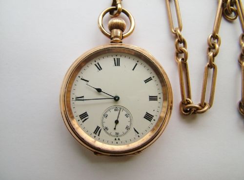 fig 2. Antique Waltham Bond St pocket watch & chain