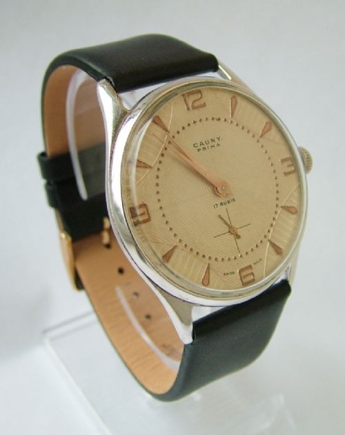fig 1. A gents 1950s oversized Cauny Prima wrist watch