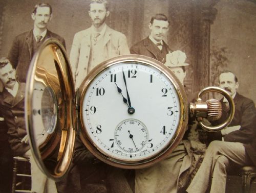 fig 2. 1920s gold plated half hunter pocket watch