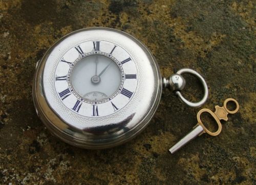 fig 1. Silver half hunter Portsmouth pocket watch, 1872