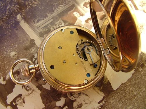 fig 1. Antique English ¾ plate chronograph pocket watch