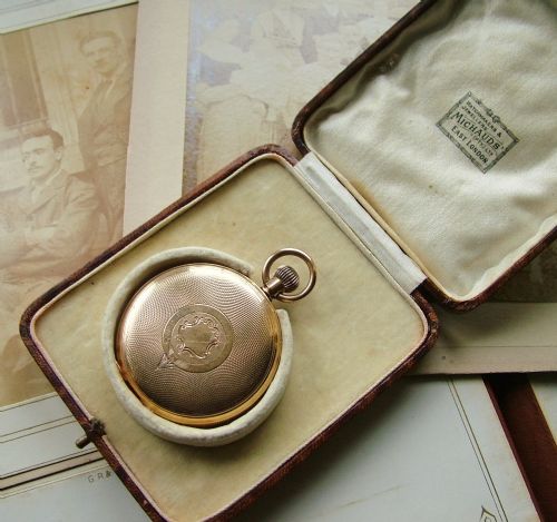 fig 1. 1920s full hunter pocket watch in lovely condition