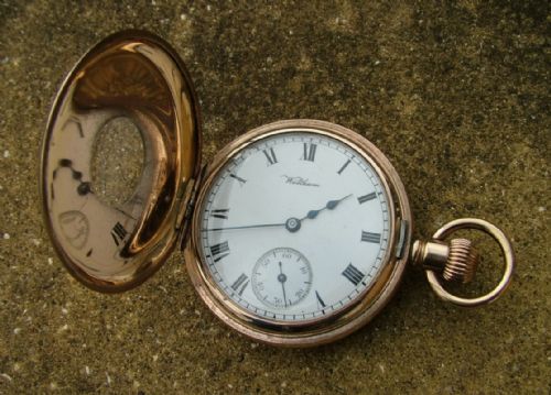 fig 1. Antique Waltham half hunter pocket watch, 1903
