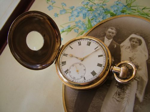 fig 1. Antique Minerva half hunter pocket watch