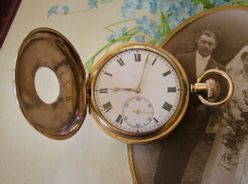 fig 2. Antique Minerva half hunter pocket watch