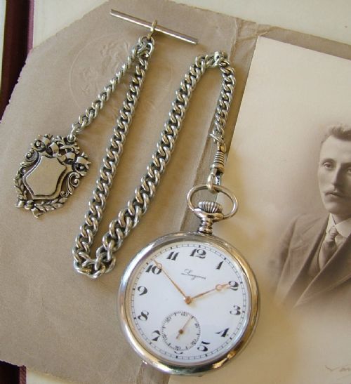 A 1920s Longines Pocket Watch and Chain