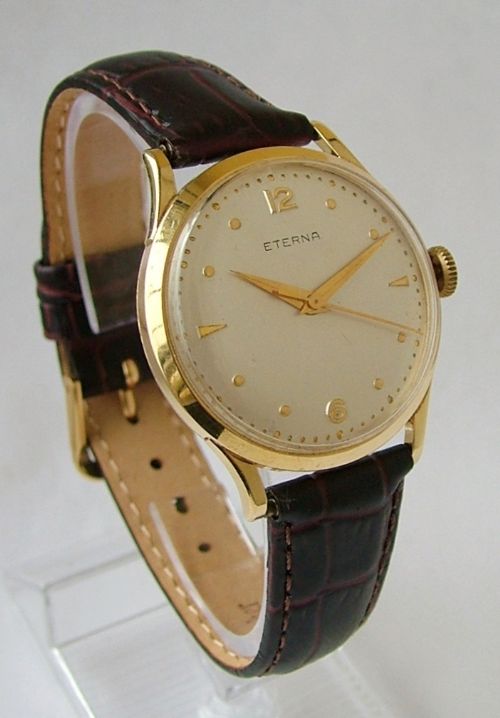 fig 1. Gents 1950s 18ct gold Eterna wristwatch