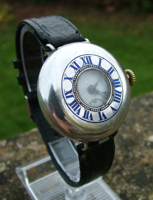 fig 1. Gents 1916 silver half hunter trench watch