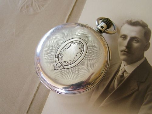 fig 1. An antique silver chronograph pocket watch, 1914