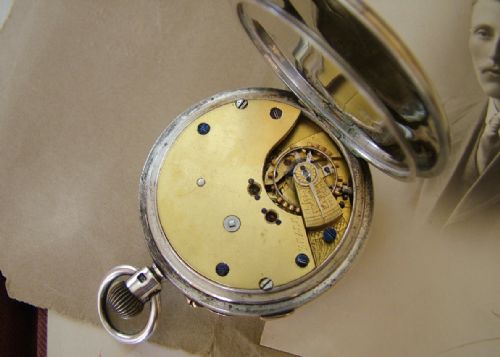 fig 2. An antique silver chronograph pocket watch, 1914
