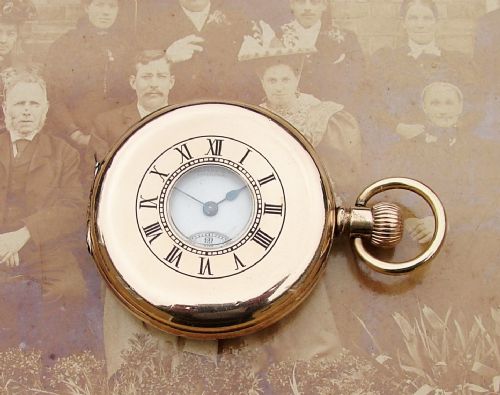 Antique Waltham Traveler Half Hunter Pocket Watch, Originaly Retailed by Schierwater & Lloyd Liverpool