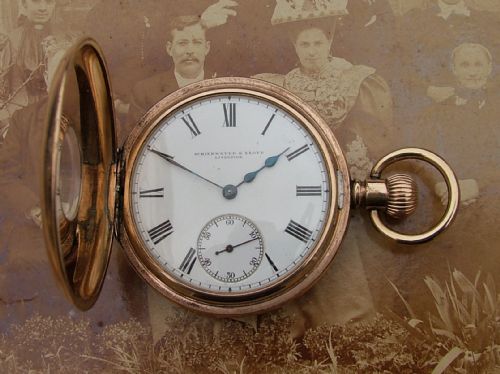 fig 1. Antique Waltham Traveler half hunter pocket watch, originaly retailed by Schierwater & Lloyd Liverpool