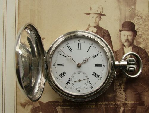 Antique Swiss .800 Silver Full Hunter Pocket Watch