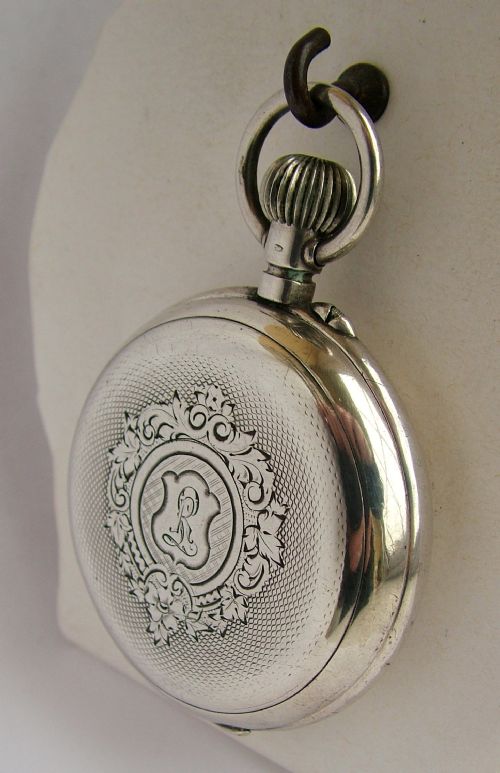 fig 1. Antique Swiss .800 silver full hunter pocket watch