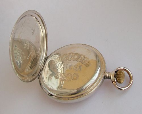 fig 2. Antique 1916 silver Omega pocket watch
