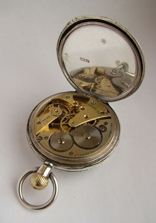 fig 3. A 1930s silver pocket watch from J W Benson.