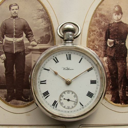 An Antique 1913 Silver Waltham Pocket Watch