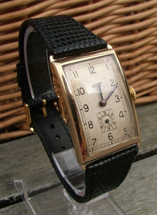 fig 1. Gents 9ct gold Art Deco Tissot wrist watch
