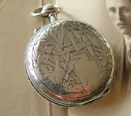 fig 1. Antique silver Longines pocket watch