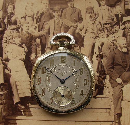 A Vintage 1920s Illinois Art Deco Pocket Watch