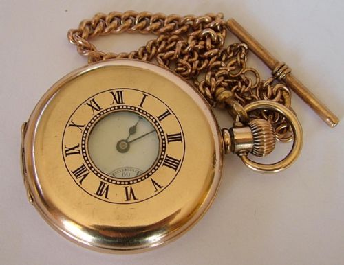 Waltham Traveler Half Hunter Pocket Watch & Chain