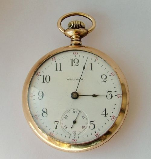 fig 1. Antique Waltham steam locomotive pocket watch