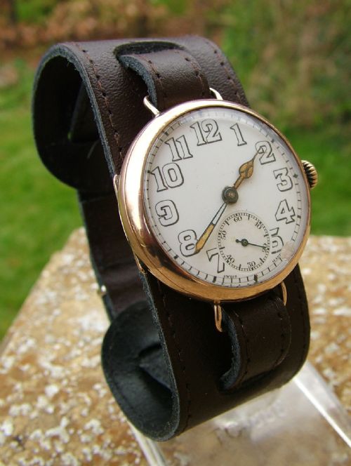 A 1920s 9 Carat Gold Tavannes Trench Watch