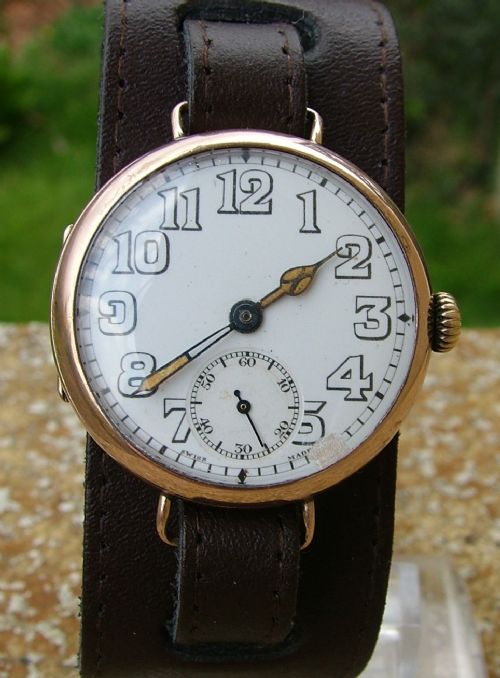 fig 1. A 1920s 9 carat gold Tavannes trench watch