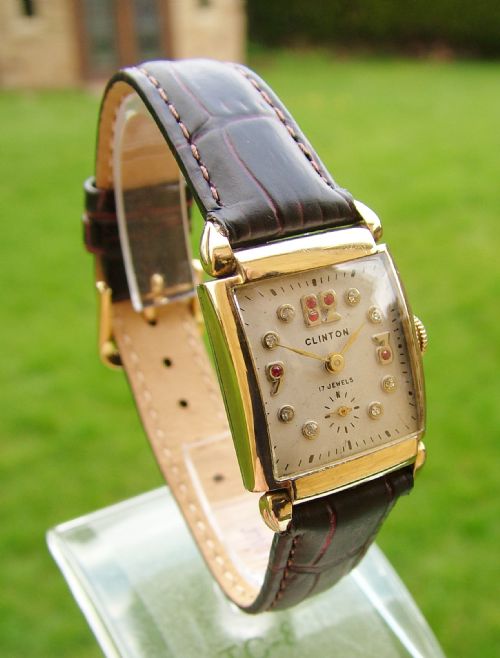 fig 1. Vintage 1950s Clinton Art Deco wrist watch