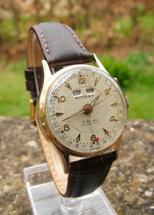 A Gents 1950s Rotary Triple Date Wrist Watch.