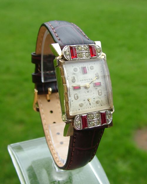 fig 1. Vintage 1950s  Geneva Art Deco wrist watch