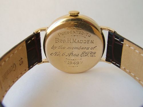 fig 3. 1940s 9ct Smiths wrist watch made for J W Benson