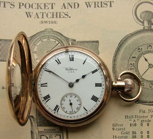 Antique Waltham Vanguard Half Hunter Pocket Watch