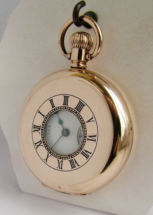 fig 1. Antique Waltham Vanguard half hunter pocket watch