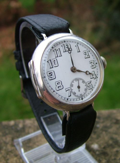fig 1. A WW1 gents silver trench watch