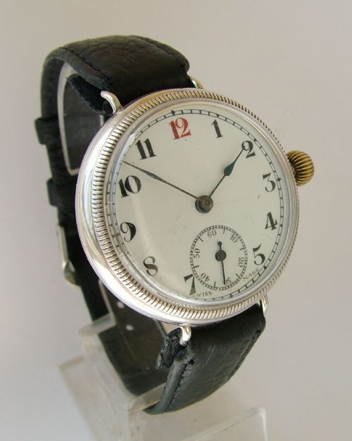 fig 1. A gents World War 1 silver trench watch