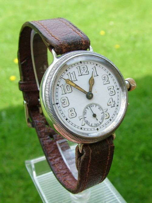 fig 1. A gents silver IWC trench watch, 1916