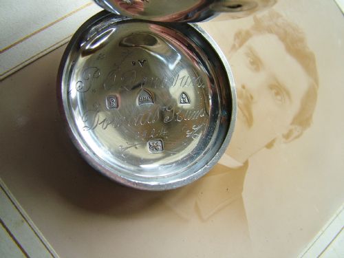 fig 1. Antique Express English Lever silver pocket watch, H Samuel